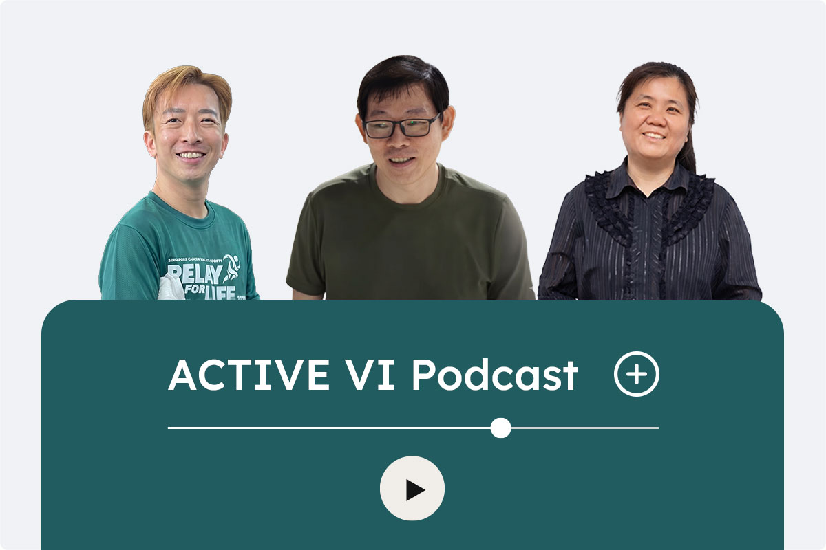 ACTIVE VI Podcast featuring Dennard, June and Teh Lin and a photo of indoor rock climbing on the right